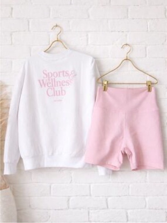 Wilo The Label Tops - Wilo The Label Sports & Wellness Club Sweatshirt & Biker Shorts Matching Set